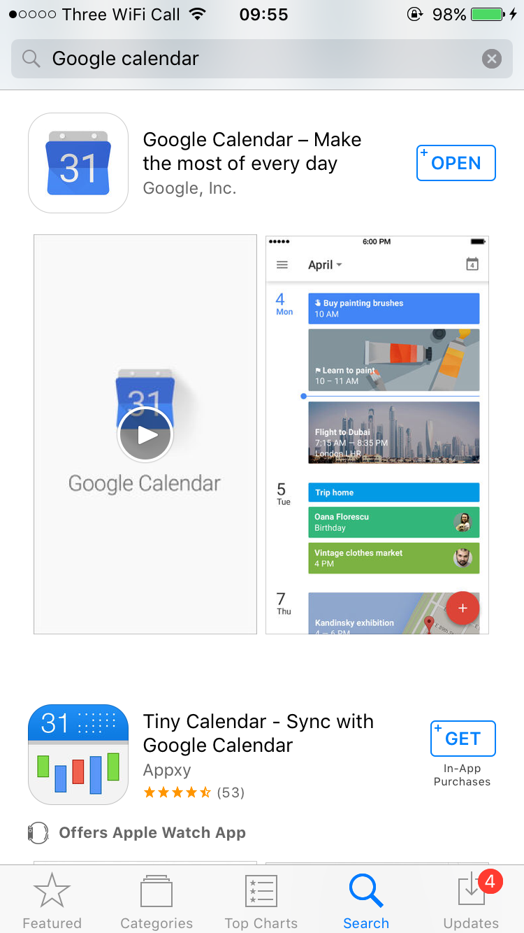 Google Calendar on IOS